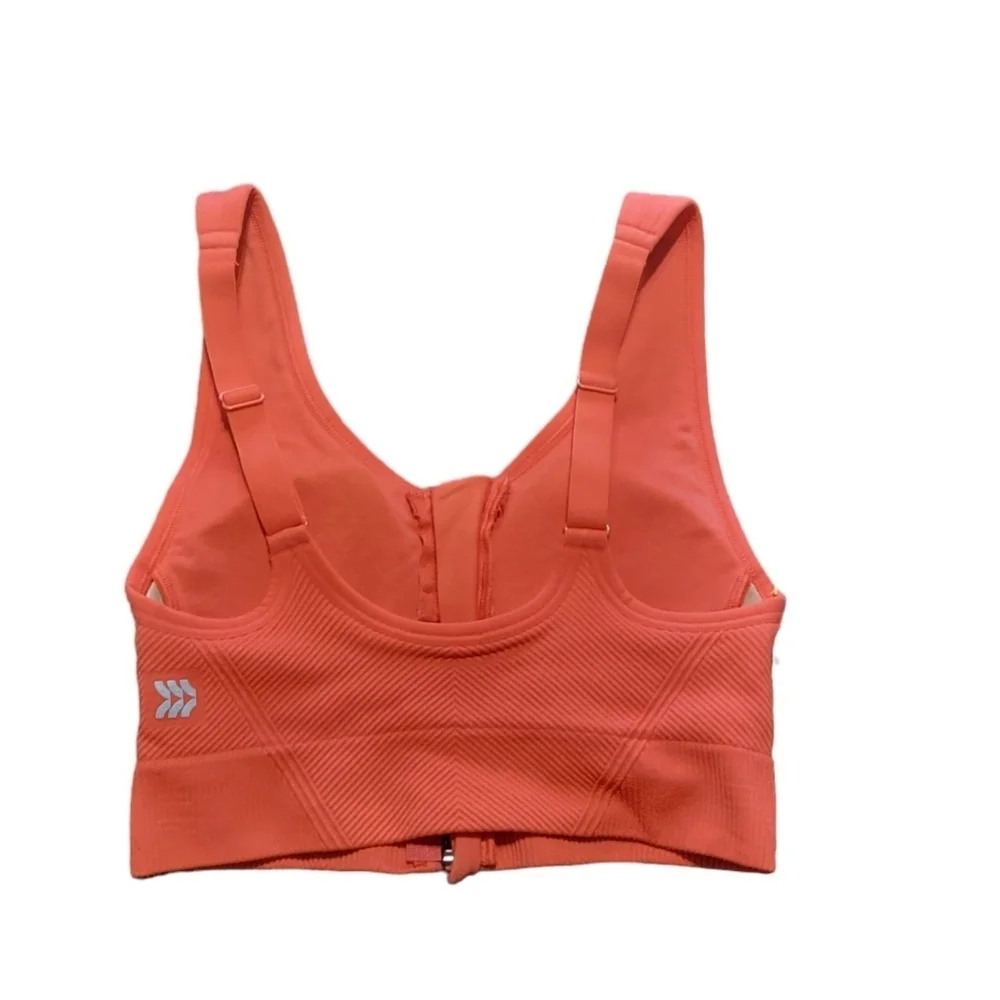 All in Motion Medium Support Zip front Seamless Sports Bra Dark Coral Size XS